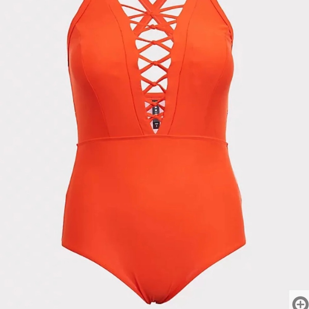 Torrid Orange Lattice One Piece Swimsuit - Picture 3 of 4